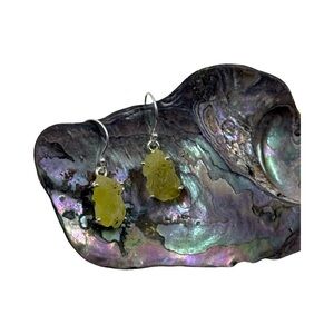 Sterling Silver Raw Brucite Lemon Drop Earrings